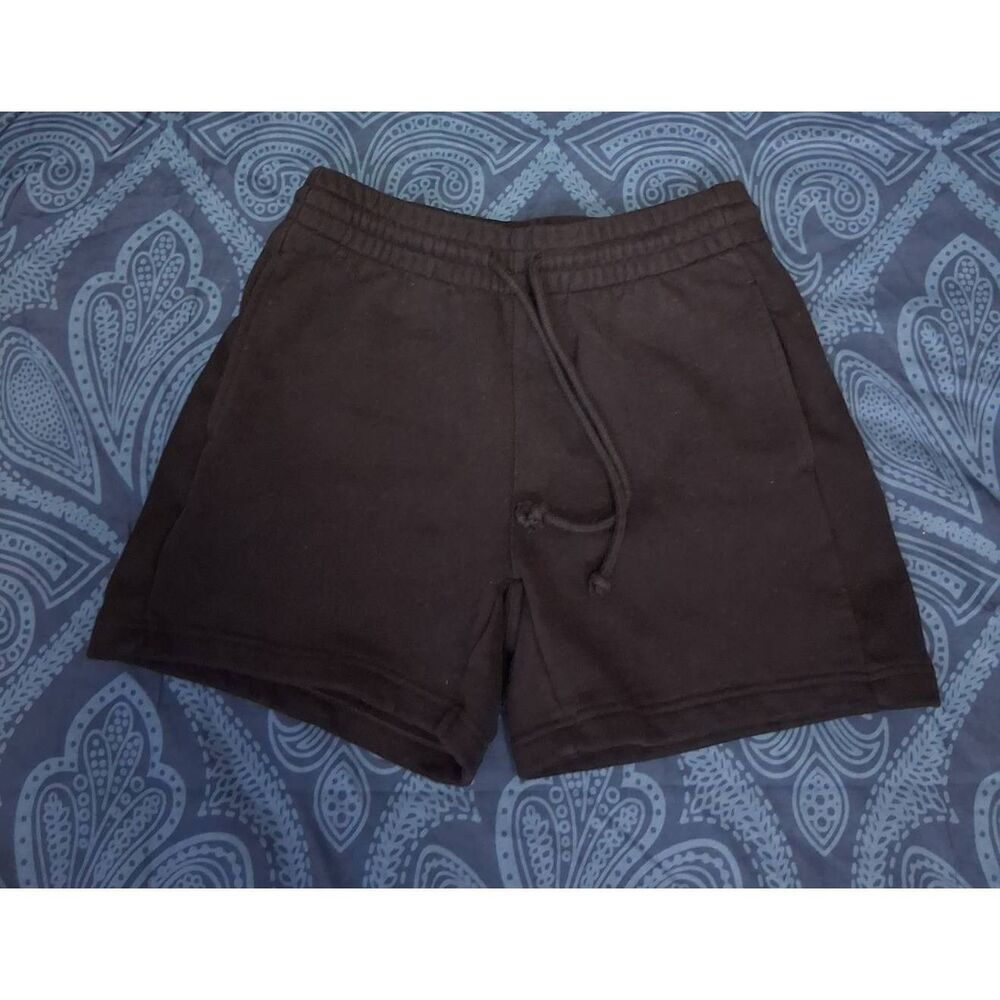 Tna womens small cozy fleece sweat shorts black high waist drawstring